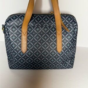 Fossil Blue & Brown Sydney Satchel NO  Crossbody Shoulder Strap READ DESCRIPTION